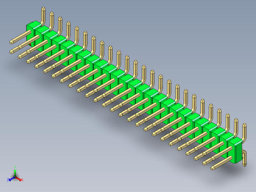 彩色公排针 100mil 2.54mm 系列-DS1022_green_50p_100mil_TypeSMT_rev1.0正等轴测缩略图