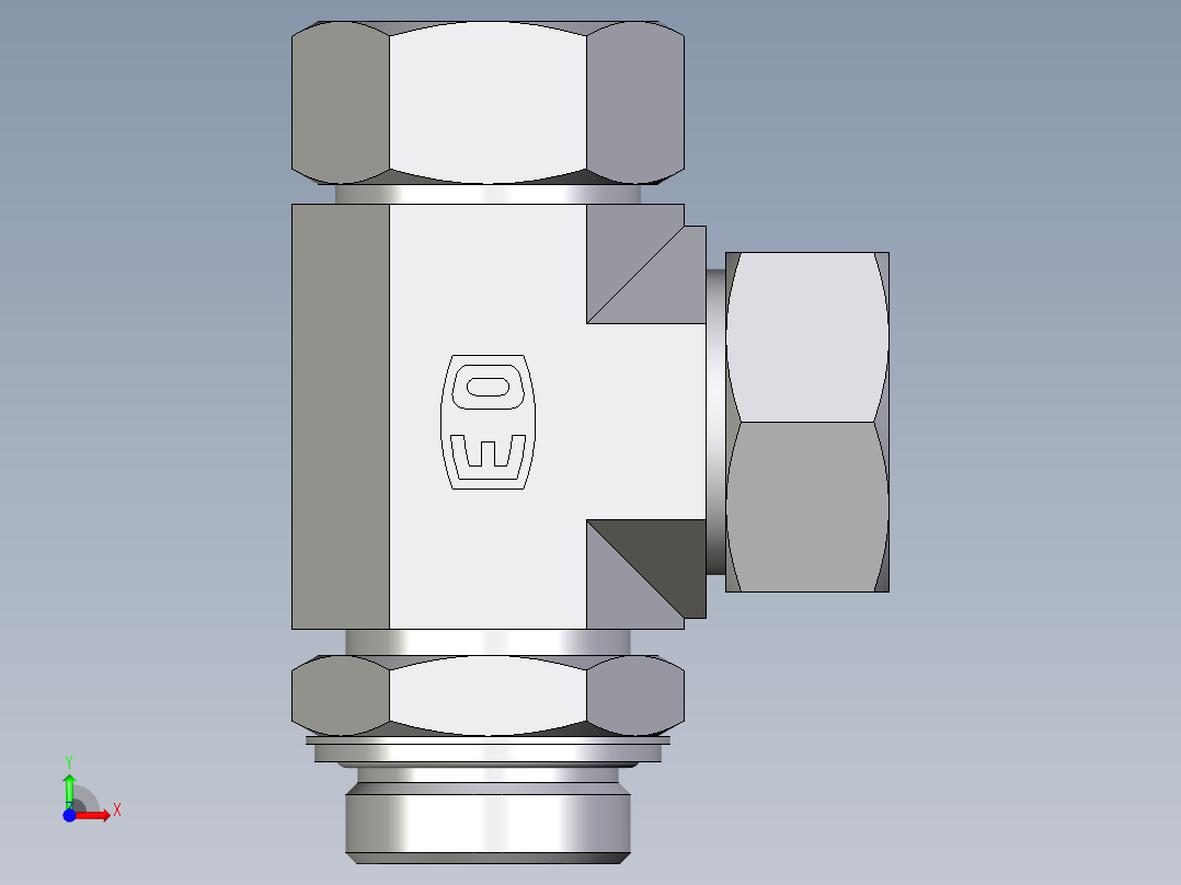 卡套式工业通用硬管接头EO_Adjustable_locknut_run_tee_LEE35ZLRCF前视图