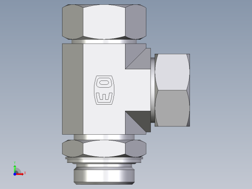 卡套式工业通用硬管接头EO_Adjustable_locknut_run_tee_LEE35ZLRCF前视缩略图