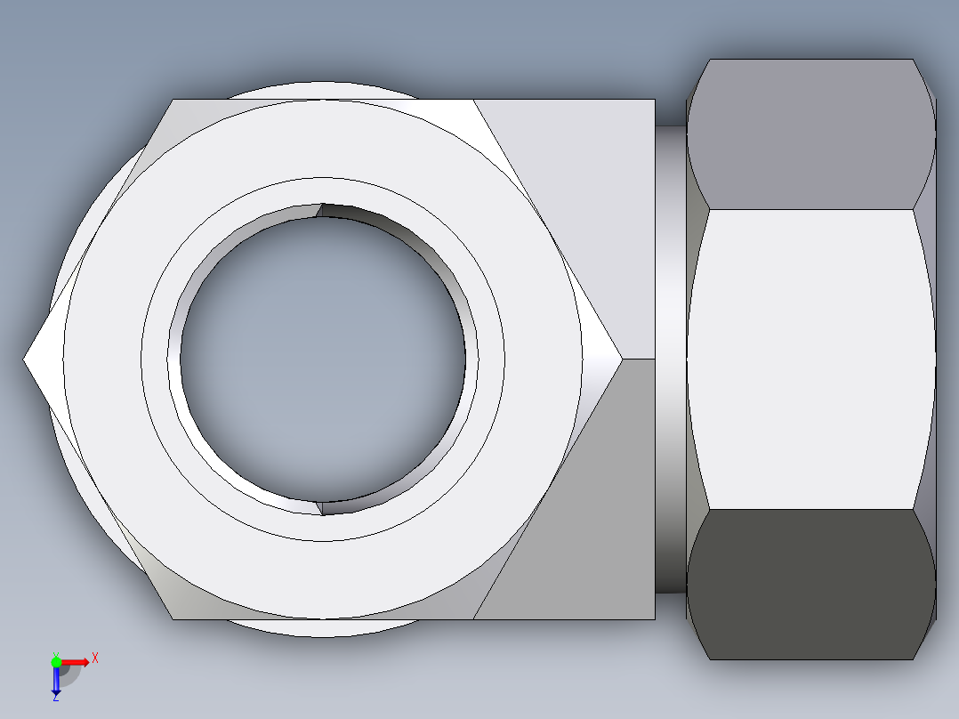 卡套式工业通用硬管接头EO_Adjustable_locknut_run_tee_LEE35ZLRCF俯视图
