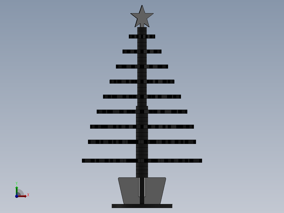 激光下料拼图圣诞树SOLIDWORKS 2017和x_t格式前视图