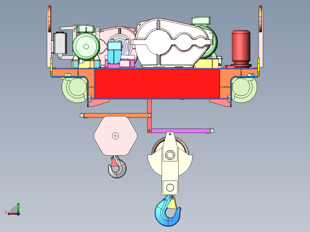 5t起重机小车sw08可编辑后视图