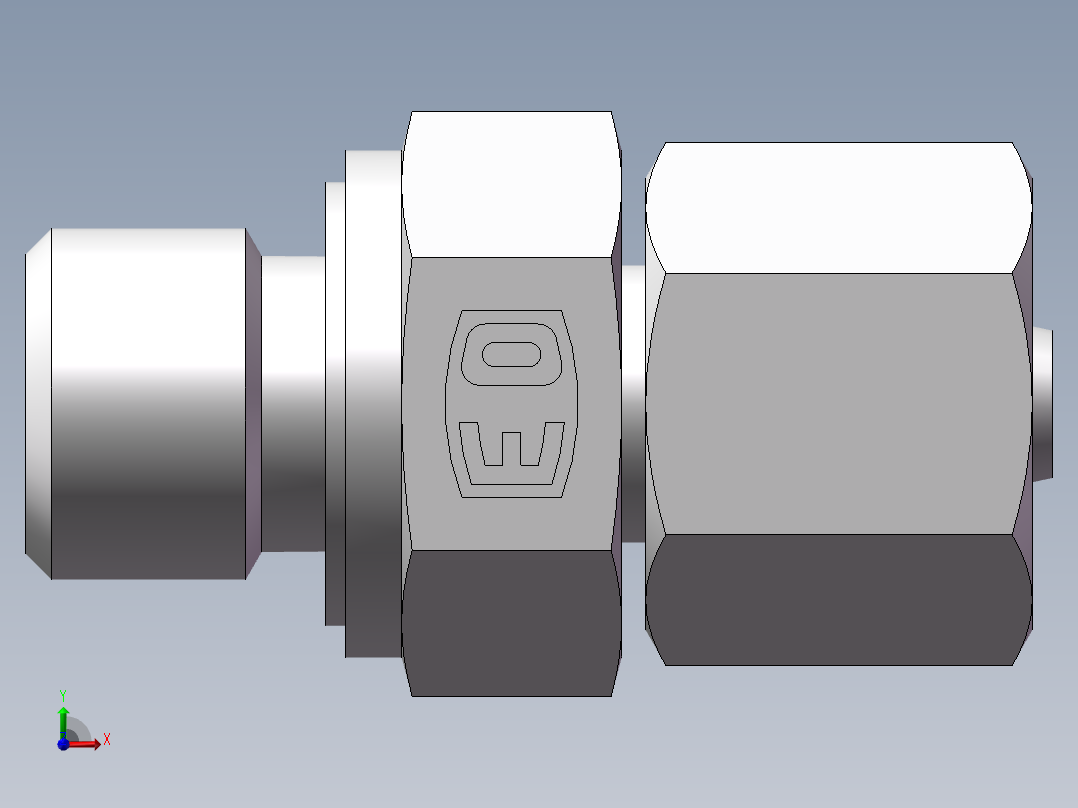 直通管螺纹组合接头、2DC-04-14WD前视图
