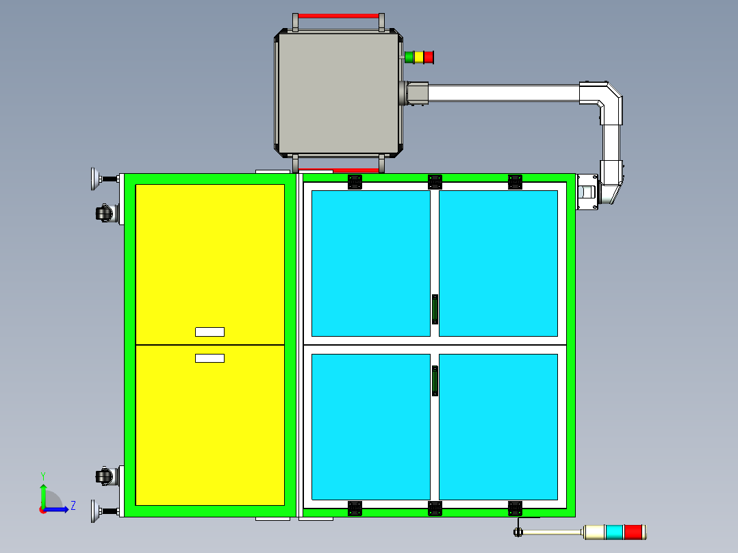 阶梯式工作台设备外框设计左视图
