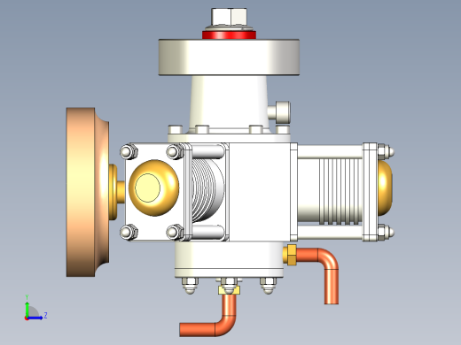 三缸星式蒸汽机three-cylinder-radial-steam-模型格式为 stp igs左视缩略图