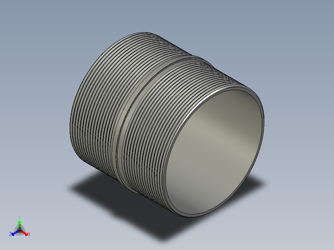 螺纹管对丝-圆边等径 DN80正等轴测图