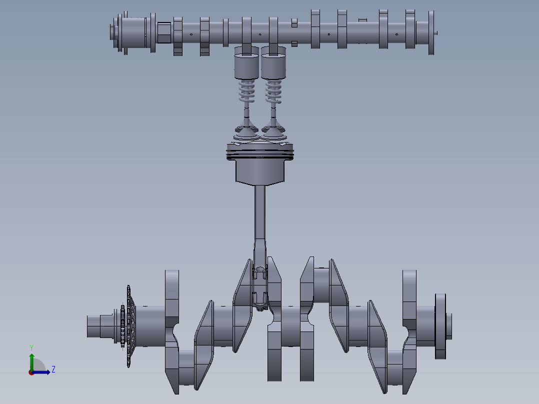 双顶置凸轮轴气门机构左视图