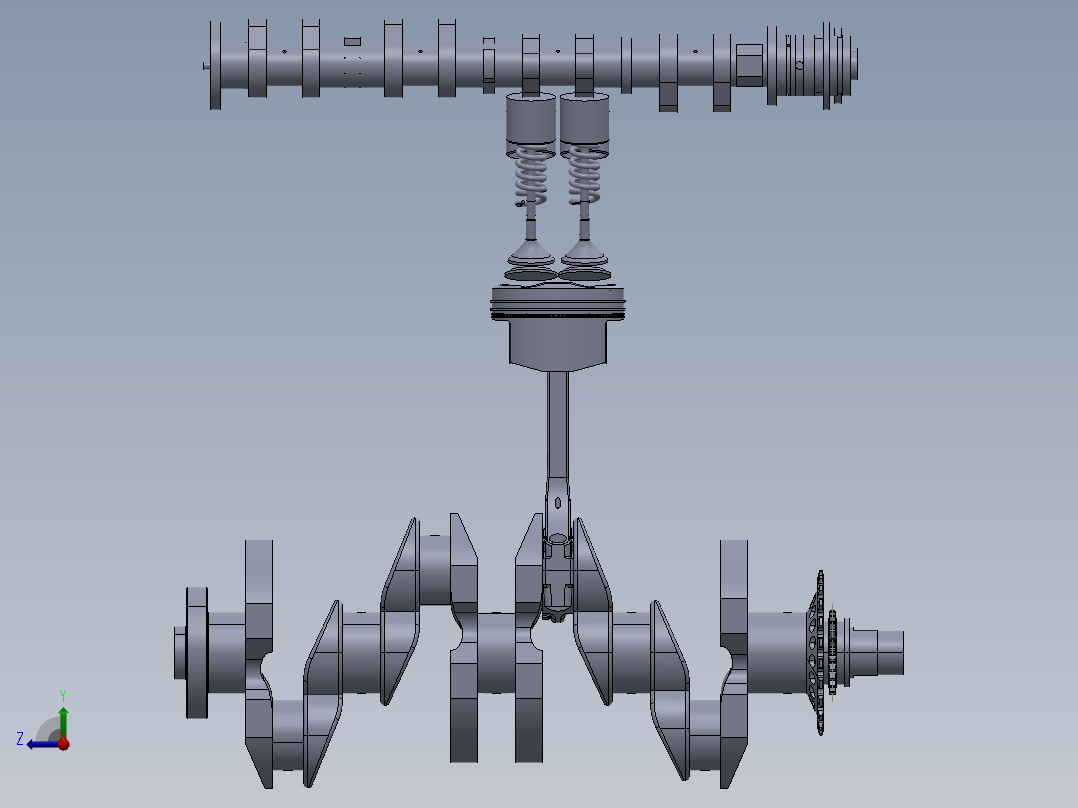 双顶置凸轮轴气门机构右视图