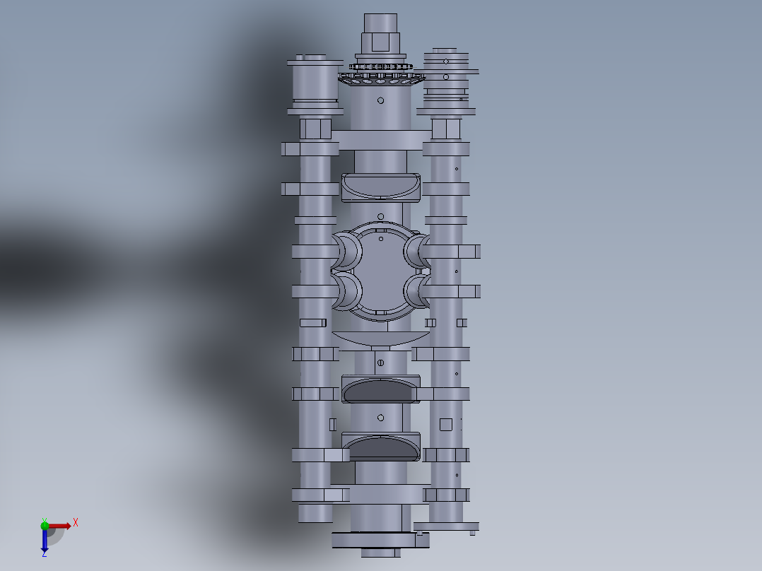 双顶置凸轮轴气门机构俯视图