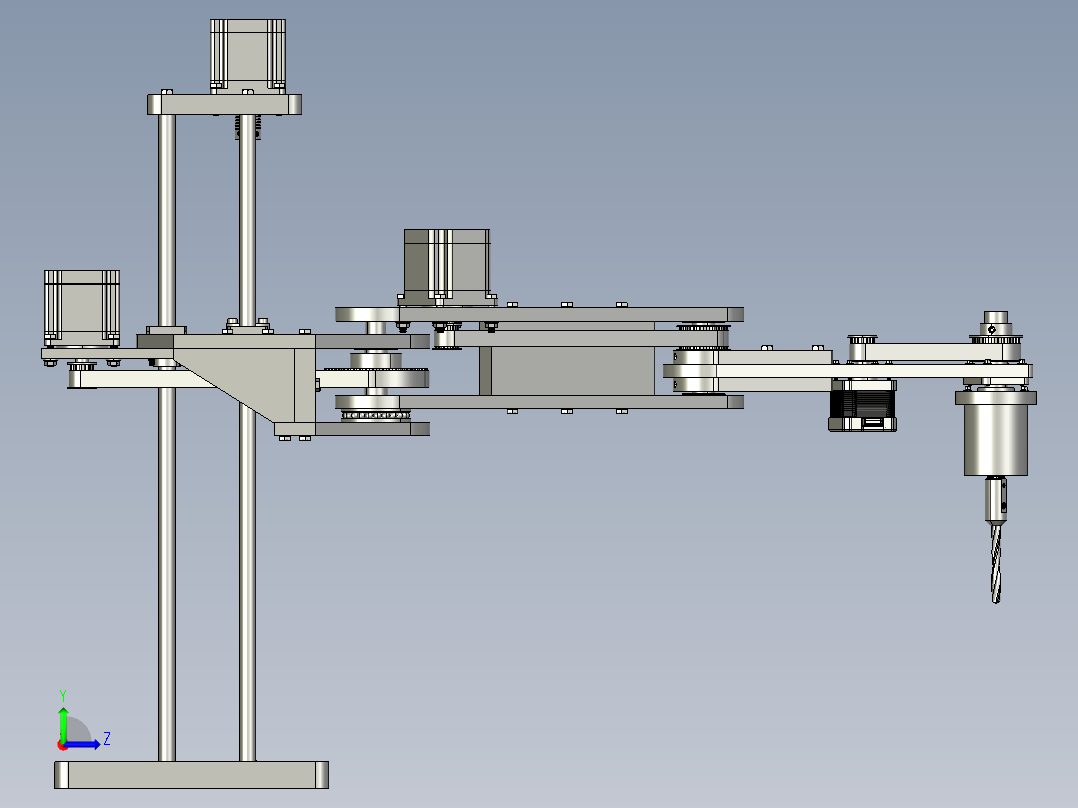 四自由度钻孔圆柱坐标机械臂左视图
