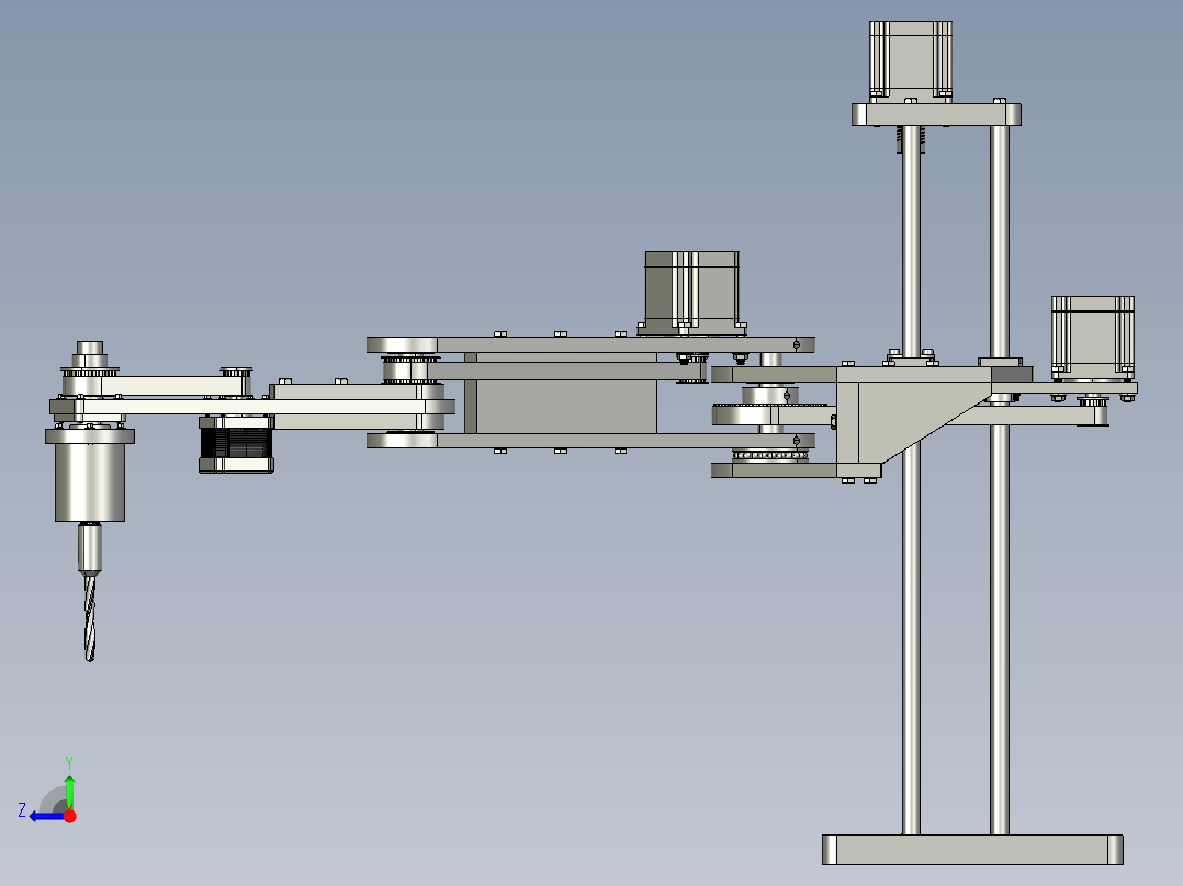 四自由度钻孔圆柱坐标机械臂右视图