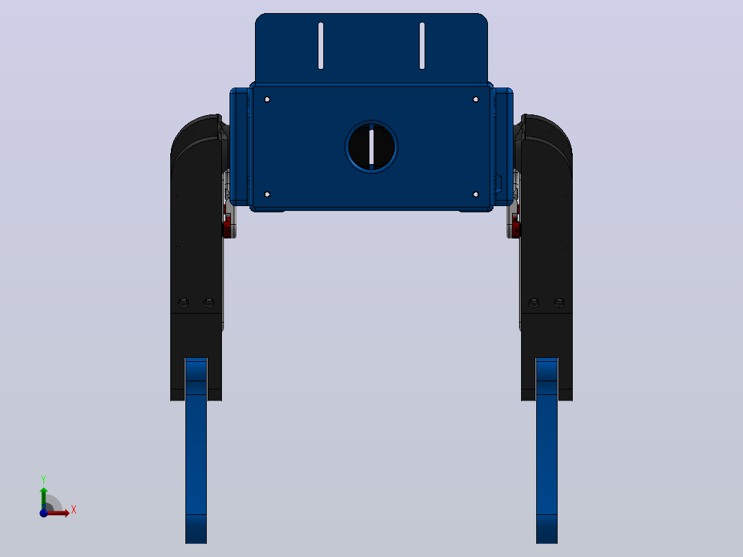 由步进电机和伺服电机制成的玩具机器狗3D数模图纸 Solidworks设计前视图