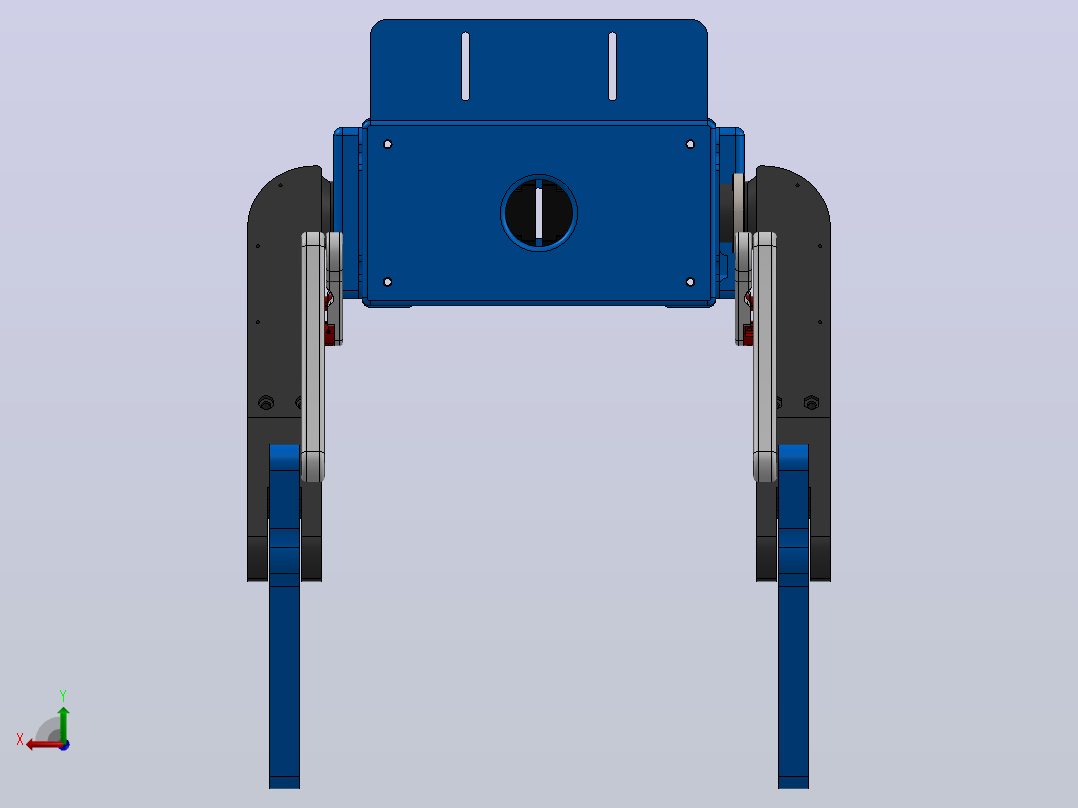 由步进电机和伺服电机制成的玩具机器狗3D数模图纸 Solidworks设计后视图