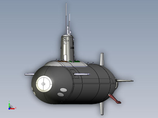 核潜艇CATIA V5 r21模型前视缩略图
