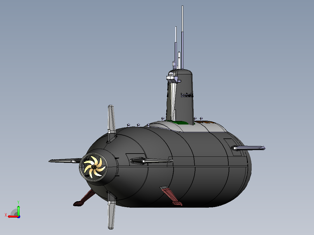 核潜艇CATIA V5 r21模型后视图