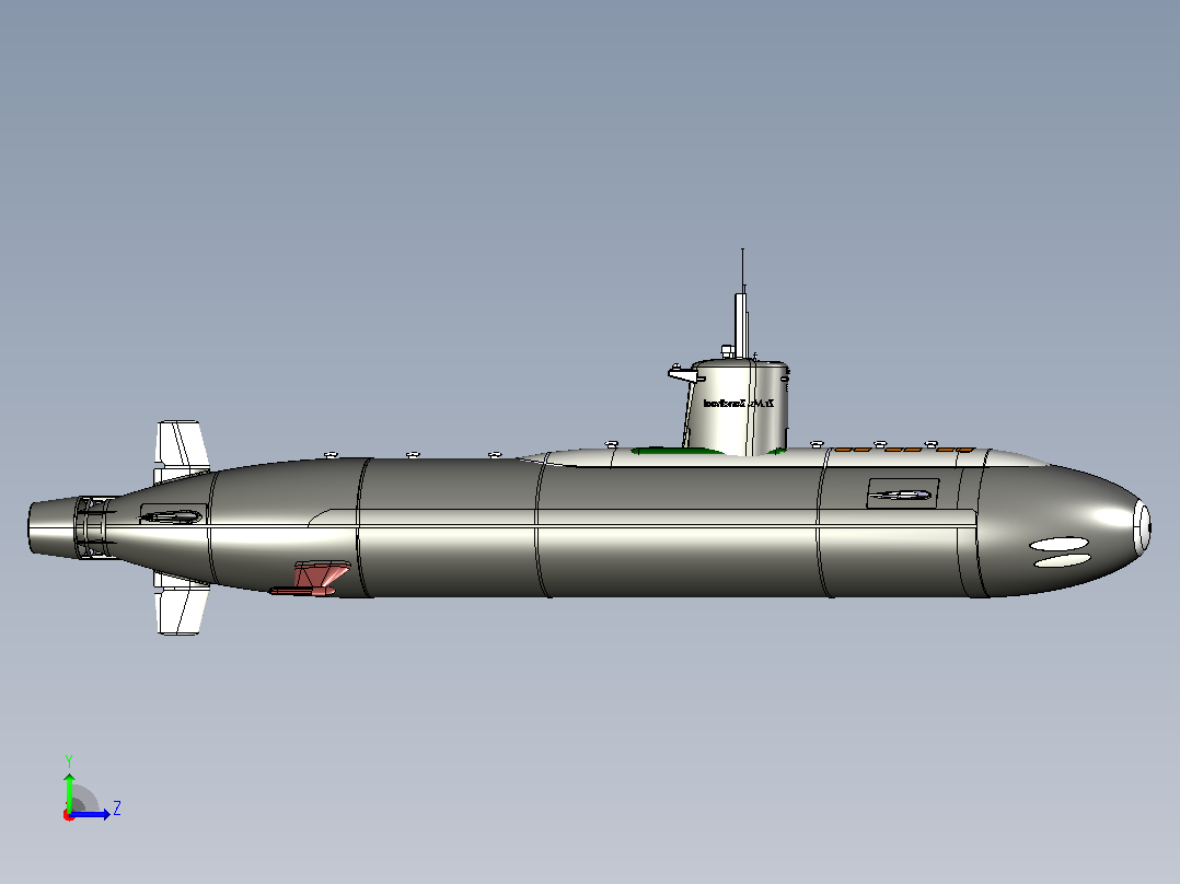 核潜艇CATIA V5 r21模型左视图