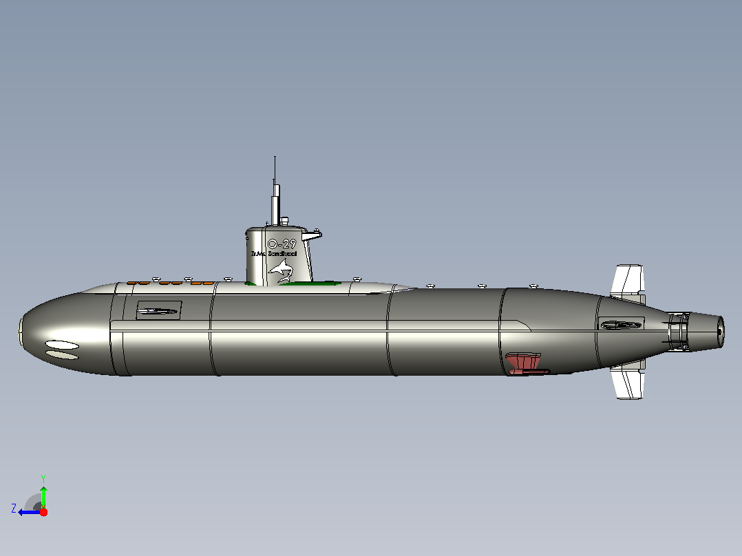 核潜艇CATIA V5 r21模型右视图