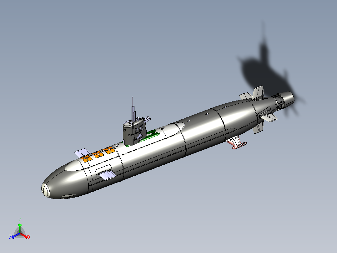 核潜艇CATIA V5 r21模型正等轴测图