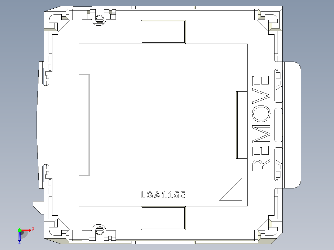 带屏蔽cpu的LGA1155英特尔CPU插槽详细引脚底座俯视图