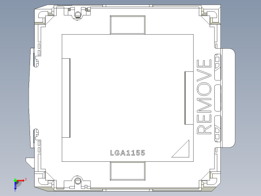 带屏蔽cpu的LGA1155英特尔CPU插槽详细引脚底座俯视缩略图