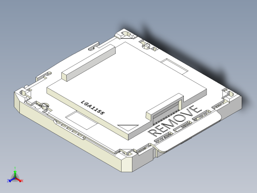 带屏蔽cpu的LGA1155英特尔CPU插槽详细引脚底座正等轴测缩略图