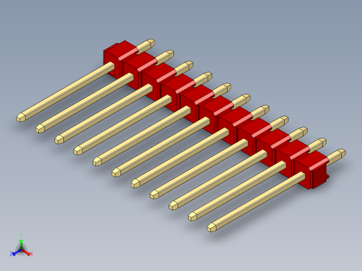 彩色公头100mil（2.54mm）系列-DS1021_red_1x11p_100mil_Type5_rev1.0