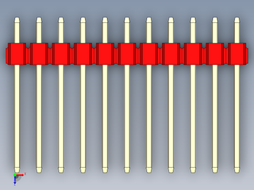 彩色公头100mil（2.54mm）系列-DS1021_red_1x11p_100mil_Type5_rev1.0俯视缩略图
