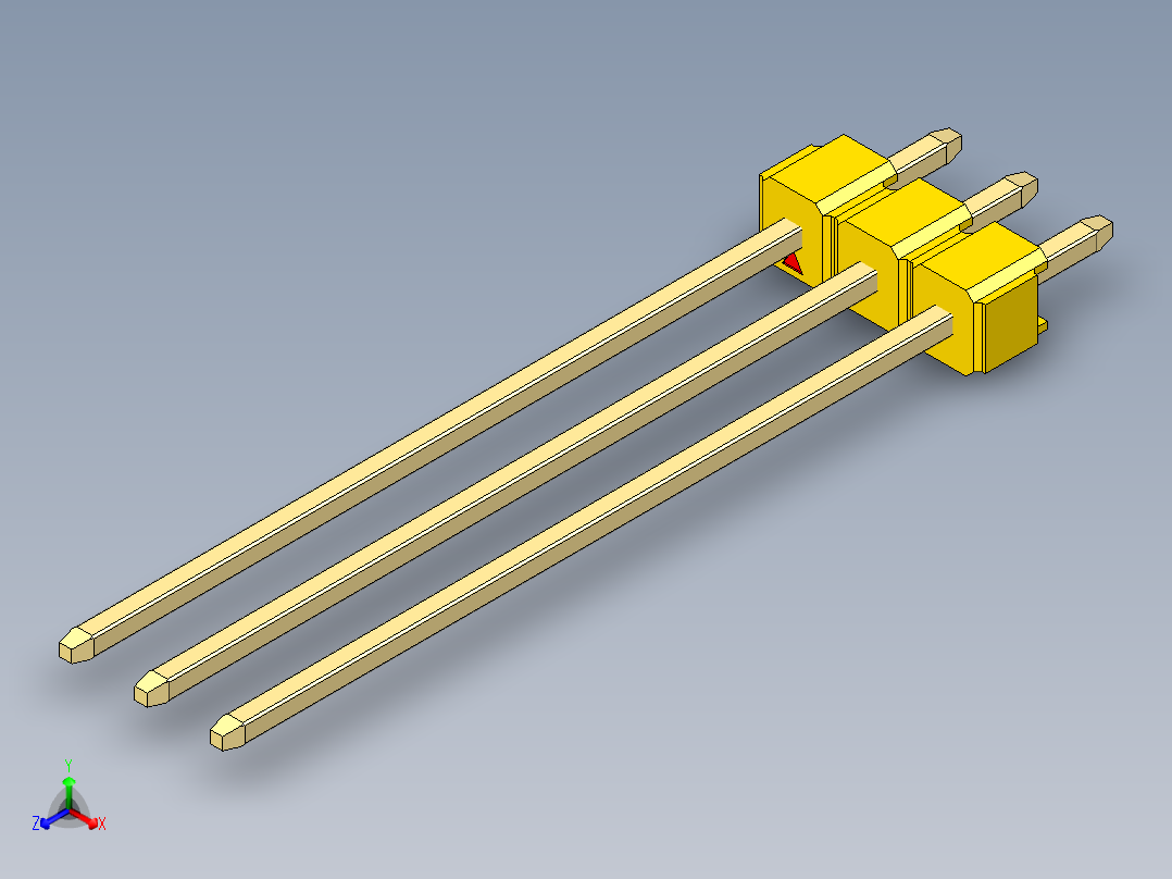 彩色公头100mil（2.54mm）系列-DS1021_yellow_1x03p_100mil_Type43_rev1.0主视图