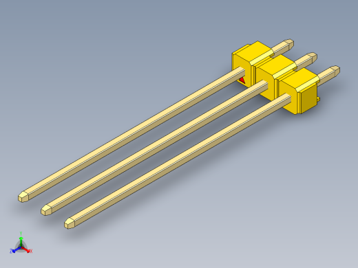 彩色公头100mil（2.54mm）系列-DS1021_yellow_1x03p_100mil_Type43_rev1.0正等轴测缩略图