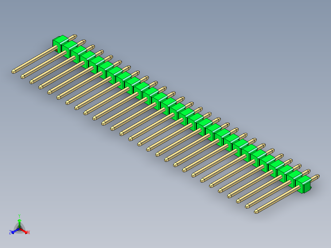 彩色公头100mil（2.54mm）系列-DS1021_green_1x28p_100mil_Type5_rev1.0主视图