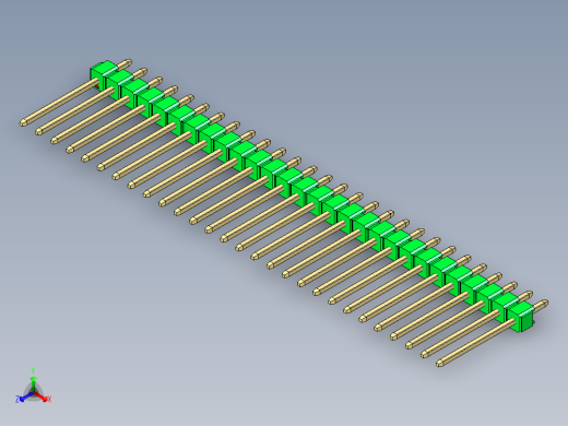 彩色公头100mil（2.54mm）系列-DS1021_green_1x28p_100mil_Type5_rev1.0正等轴测缩略图