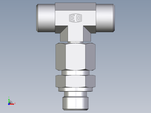 卡套式工业通用硬管接头EO_Assembled_adjustable_standpipe_branch_tee_EVT10SROMD71前视缩略图