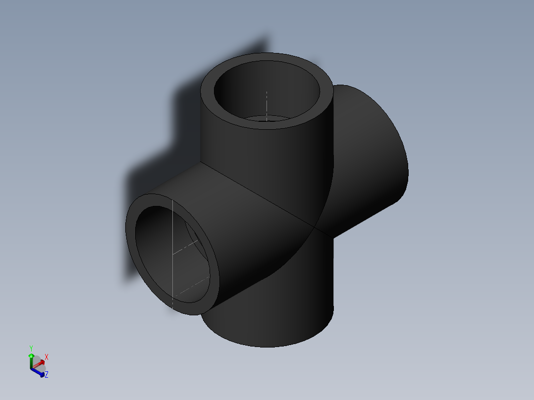 PVC管件-2in_PCV_cross正等轴测图