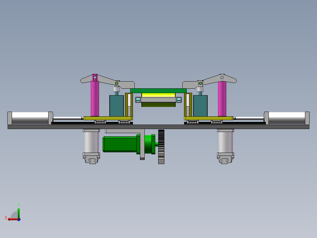 板材送进夹钳装置设计后视图