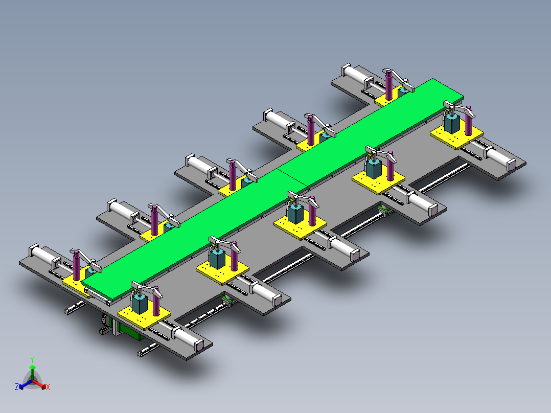 板材送进夹钳装置设计正等轴测图