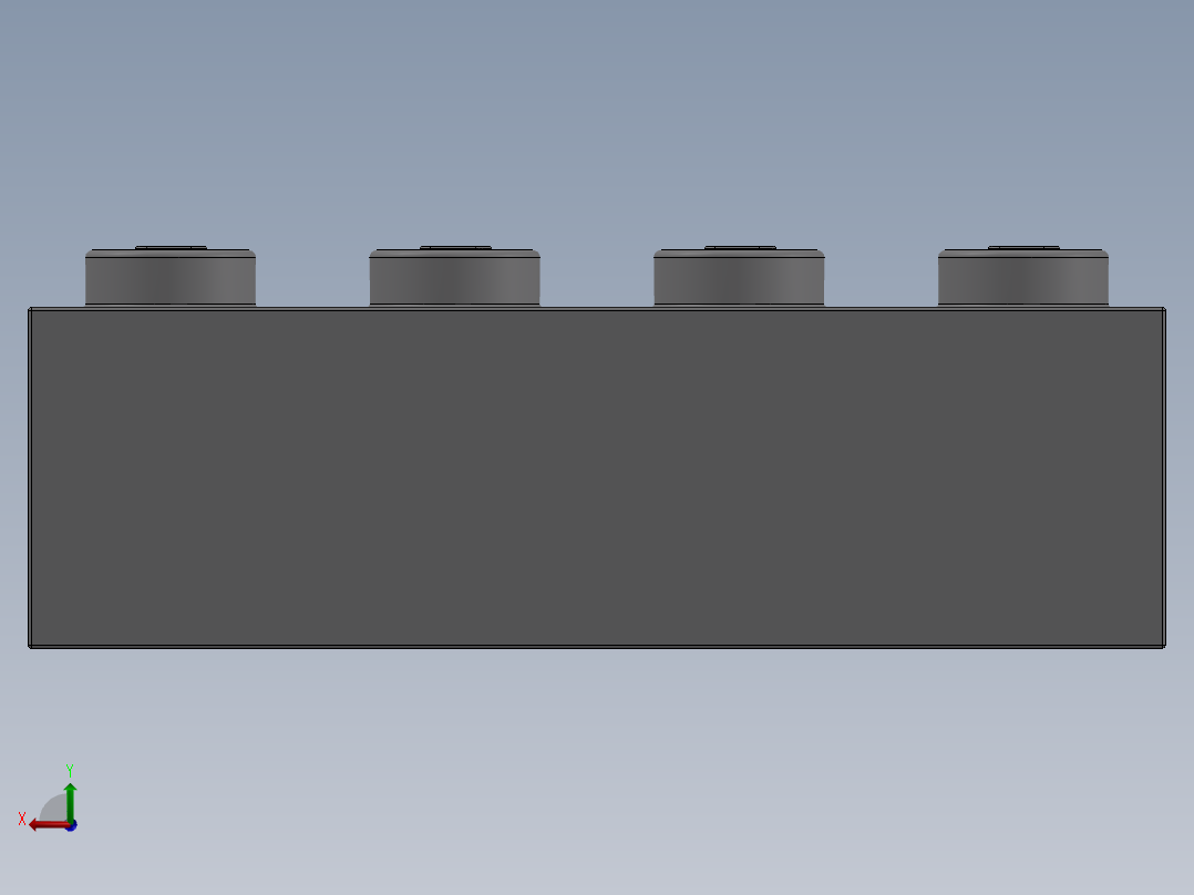 乐高套装 4421基本积木-4211394 - 3010 Medium Stone Grey Brick 1 x 4.SLDPRT后视图