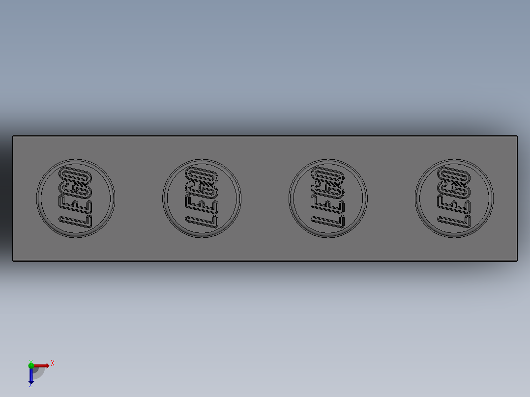 乐高套装 4421基本积木-4211394 - 3010 Medium Stone Grey Brick 1 x 4.SLDPRT俯视图