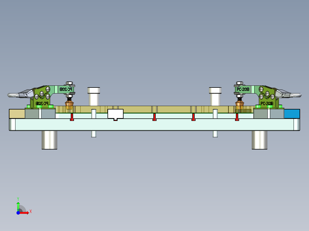 笔记本散热底壳四周高度测量检具模型三维+CAD前视图
