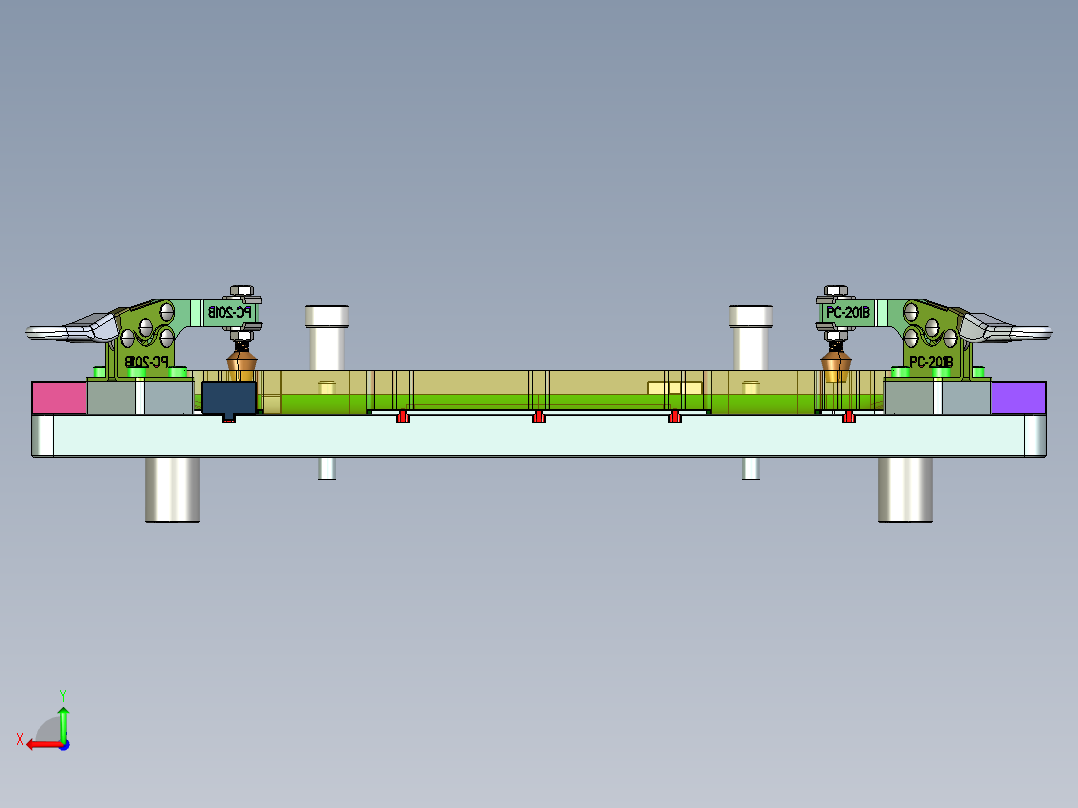 笔记本散热底壳四周高度测量检具模型三维+CAD后视图