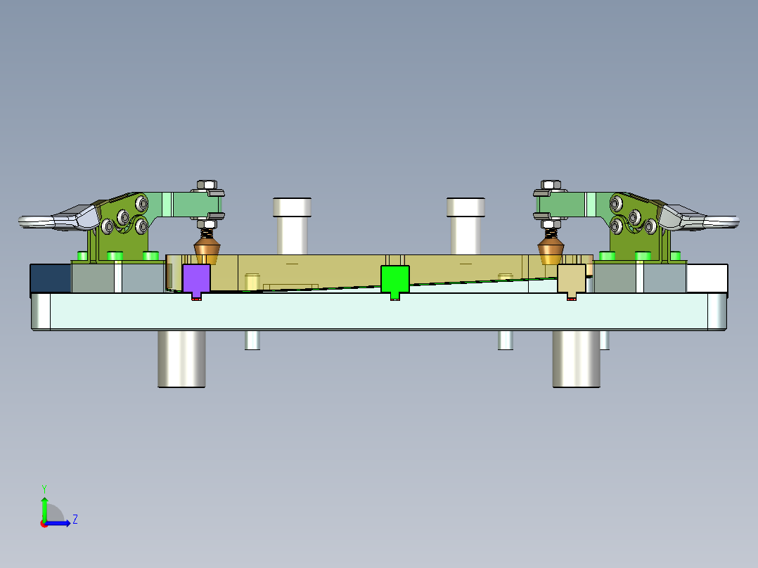 笔记本散热底壳四周高度测量检具模型三维+CAD左视图