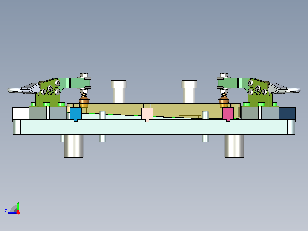 笔记本散热底壳四周高度测量检具模型三维+CAD右视图