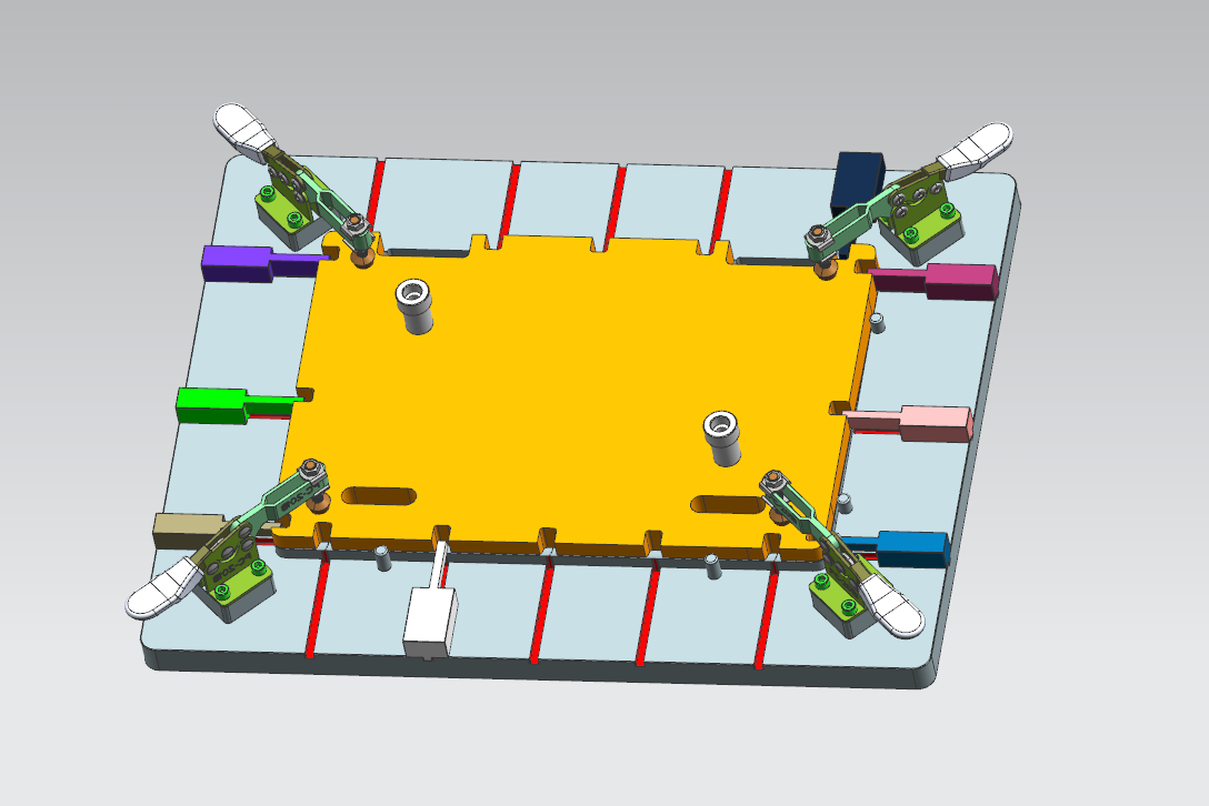 笔记本散热底壳四周高度测量检具模型三维+CAD