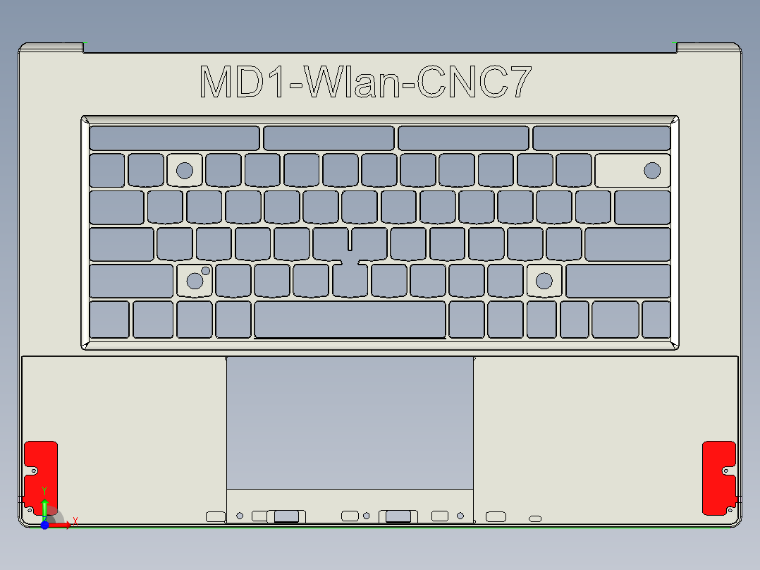 包胶金属电脑外壳铣外形程序模型前视图