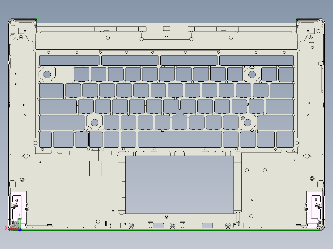 包胶金属电脑外壳铣外形程序模型后视图