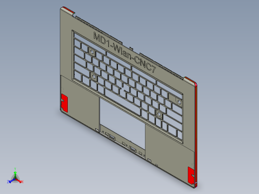 包胶金属电脑外壳铣外形程序模型正等轴测缩略图