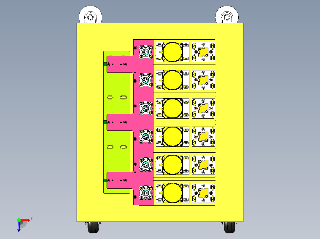 多工位气动打孔工装俯视图