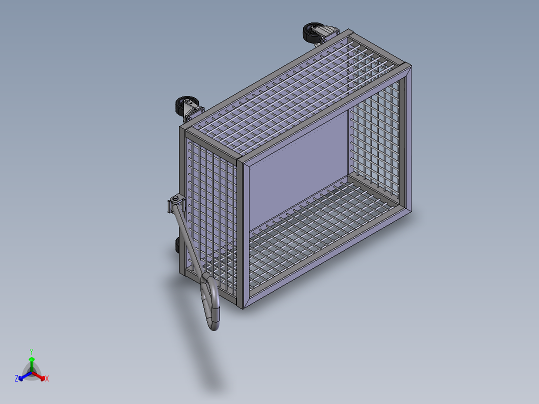 货架、周转网篮正等轴测图