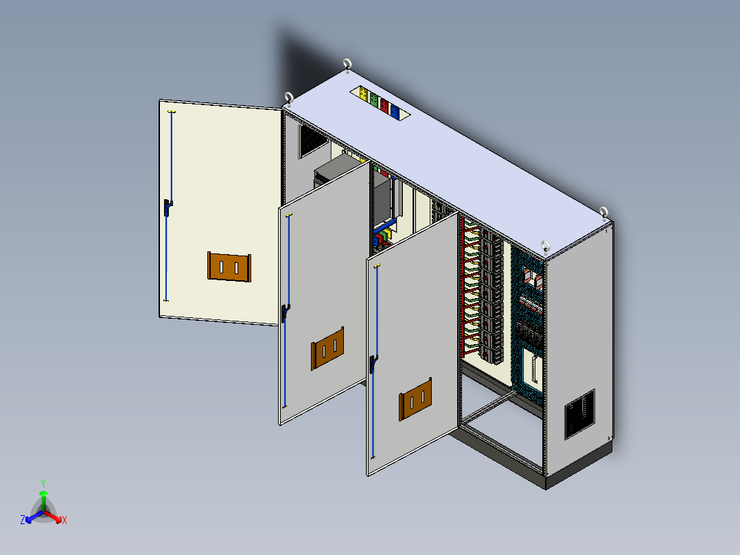 三柜组装直流接触器控制柜 55154正等轴测图