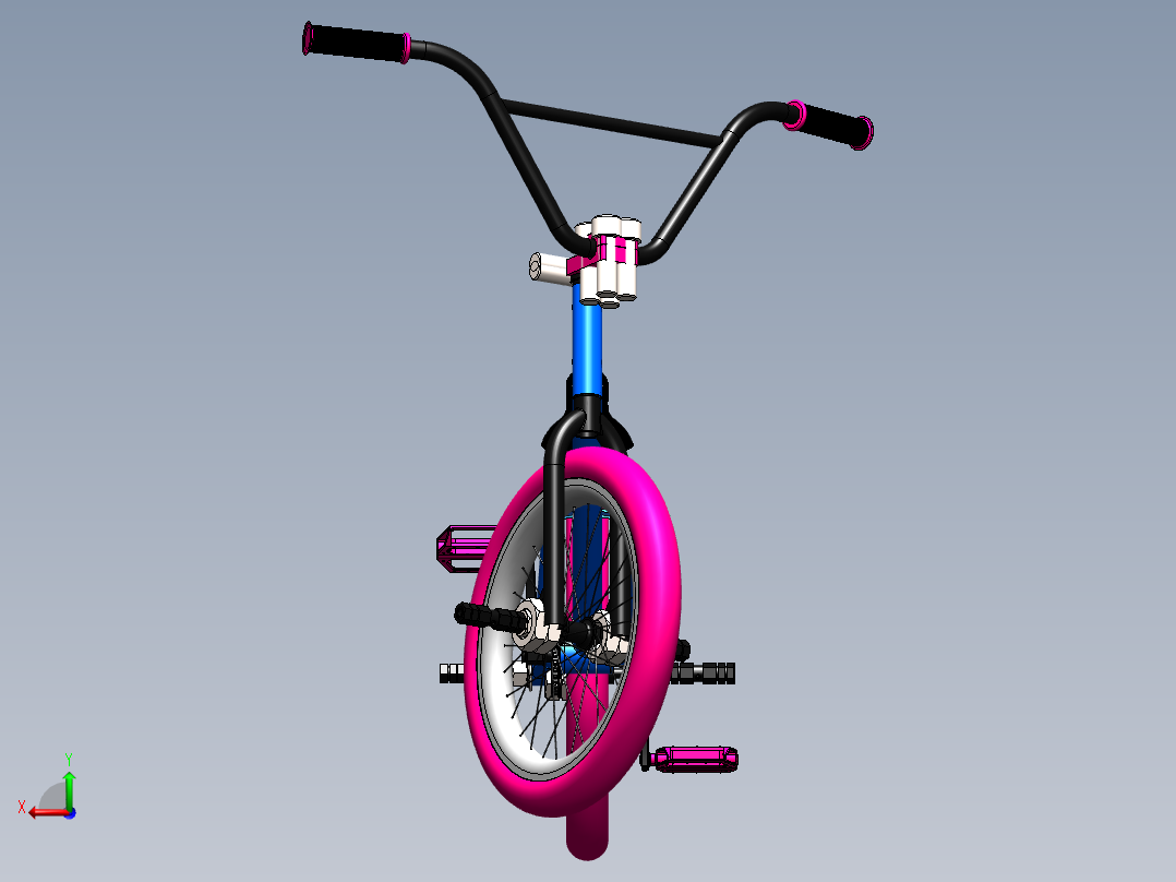 小型自行车模型3D图后视图