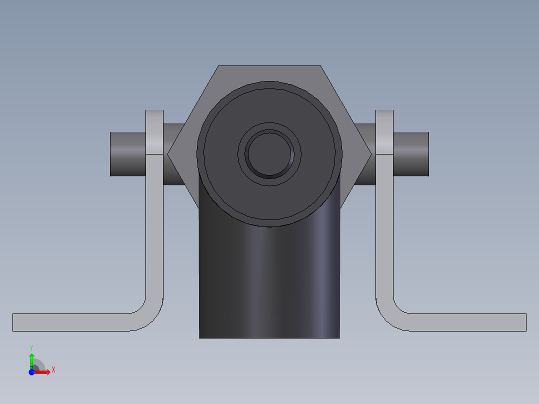 4款1-18“口径电磁阀操作，前耳轴安装，执行器气缸模型前视图